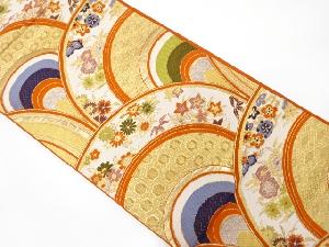 アンティーク　青海波に花・古典柄模様織り出し袋帯（材料）